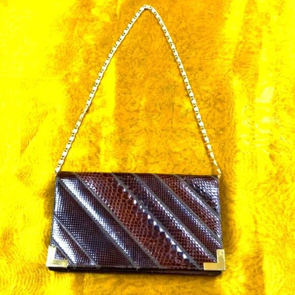 VTG Bogs By Varon Pithon & Snakeskin Clutch Women Bag - Picture 1 of 12